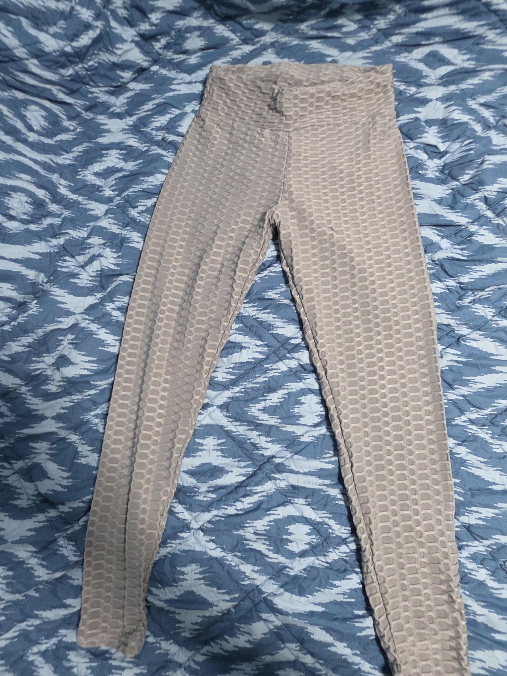 Womens Textured High-Waist Leggings - Light Gray Size Large.